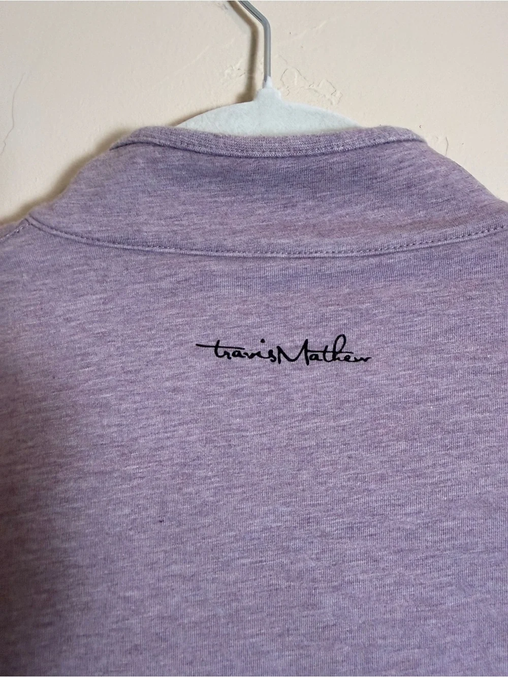 Travis Mathew Men's Light Lavender Quarter-Zip Sweater with Dark Stripe